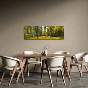 Obraz - las jesienią (z zegarem) (90x30 cm)