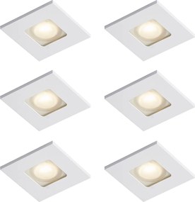 Zestaw 6 nowoczesnych reflektorów wpuszczanych kwadratowych białych IP44 - Qure