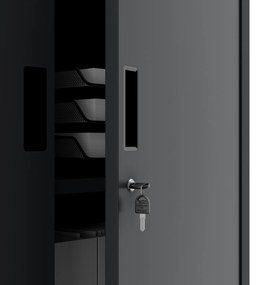 Biurowa szafa metalowa z sejfem na akta i dokumenty FILIP II, 900 x 1850 x 400 mm, antracytowa