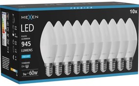 Mexen Nova 10x żarówka LED E14, C37, 9W, Zimna - 6500K, 945 lm - L102-E14-0965-01x10