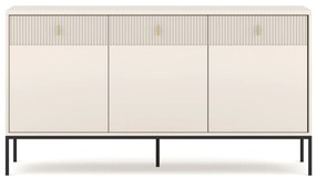 Komoda do Salonu Sypialni MARCOS 154 cm Kaszmir Ryflowana Trzydrzwiowa z Szufladami Nowoczesna