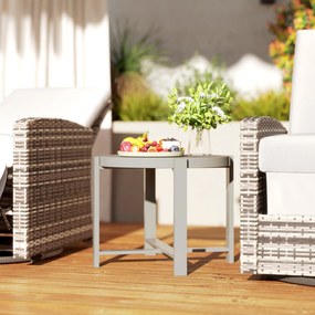 Outsunny Okrągły stolik ogrodowy odporny na warunki atmosferyczne aluminiowy stół balkonowy z wykończeniem marmurowym szary