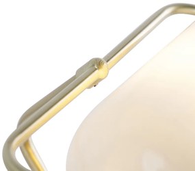 Klasyczna lampa notarialna złota z opalowym szkłem - Banker klasyczny/Antyczny Oswietlenie wewnetrzne