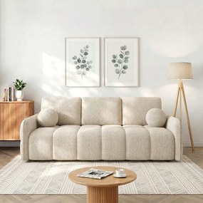 Sofa PURE Rozkładana Dwuosobowa Beżowa Boucle Japandi