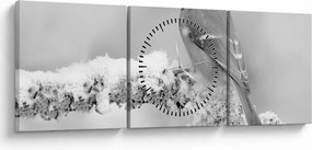 Obraz - Ptak na gałęzi (z zegarem) (90x30 cm)