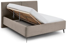 Szarobrązowe tapicerowane łóżko dwuosobowe ze schowkiem ze stelażem 180x200 cm Lando – Meise Möbel