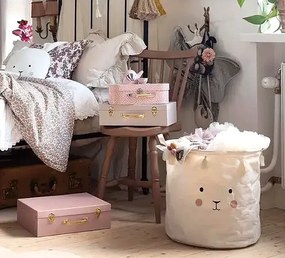 Biały okrągły kosz na zabawki z uchwytami M6-E25