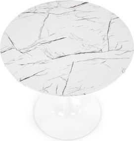 Stół kawiarniany na jednej nodze Denver imitacja białego marmuru