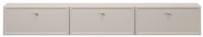 Szafka RTV wisząca Lorini 200 cm z szufladami - kaszmir / złote uchwyty
