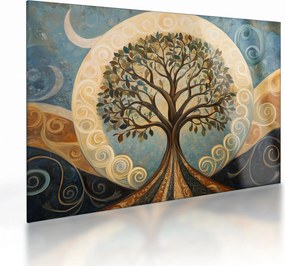 Obraz na szkle – Drzewo życia i spirale (70x50 cm)