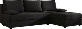 BEDANTE Narożnik MOS L Cosmic 100 Czarny Prawy z funkcją spania, sofa w kształcie L z pojemnikiem, kanapa rozkładana