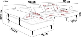 Narożnik SELEDO XL układ U Lewostronny z funkcją elektrycznej regulacji głebokości siedziska WERSAL