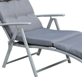 Lezaki balkonowe Outsunny - leżak ogrodowy 137x63,5cm, leżak metalowy szary, leżak składany na zewnątrz | Aosom PL