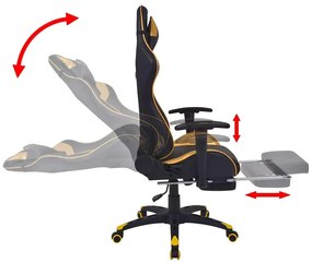 Czarno-złoty fotel gamingowy regulowany - Gilvo