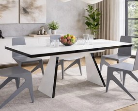 Rozkładany stół w wysokim połysku Alan biały/czarny