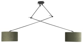 Inteligentna lampa wisząca czarna z abażurem 35 cm zielonym w komplecie z 2 żarówkami WiFi A60 - Blitz Nowoczesny Oswietlenie wewnetrzne