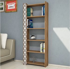 Nowoczesny regał na książki – 64,6 x 170 x 24,2 cm – Orzech i biel – Płyta MDF pokryta melaminą