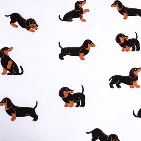 Czarno-biała bawełniana pościel dziecięca jednoosobowa 140x200 cm Dachshund – Jerry Fabrics
