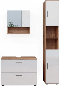 Zestaw mebli łazienkowych biały wysoki połysk/złoty dąb power 80x41x58.6 irma