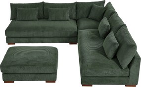 Kanapa narożna dwustronna i puf z zielonego sztruksu - SPERONE marki Pascal Morabito