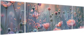 Obraz - Kwiaty w pastelowych kolorach (170x50 cm)