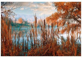 Fototapeta jezioro w środku jesiennej przyrody