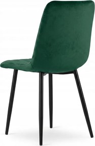 Ciemnozielone aksamitne krzesło LAVA BOTTLE GREEN z czarnymi nogami