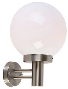 Nowoczesna zewnętrzna lampa ścienna ze stali nierdzewnej z plastikową kulą IP44 - Sfera