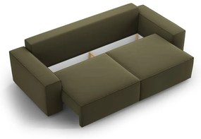 Zielona aksamitna rozkładana/ze schowkiem sofa 247 cm Jodie – Micadoni