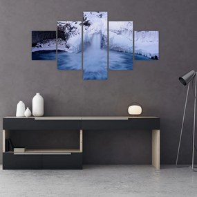 Obraz wodospadu zimą (125x70 cm)