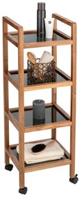 Mobilny regał z drewna akacji FONDI, 4 poziomy, wys. 101,5 cm