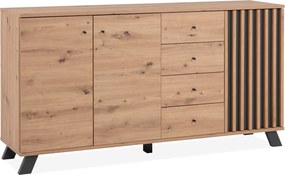 Komoda z lamelami Medan 3D4S dąb artisan/antracyt