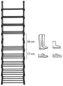 SongmicsHome Półka na buty TUBE, 10 półek, 45x30x174cm, czarna