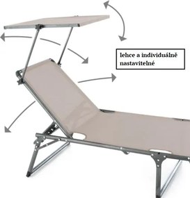 Leżak składany DIVERO z dachem XXL, szary