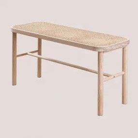 Ławka 90 Cm Z Rattanu I Drewna Riolut Natural - Sklum