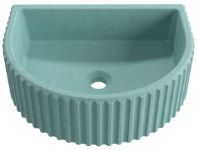 Umywalka betonowa podwieszana / nablatowa półokrągła bez otworu na baterię 45 x 36 cm MUSLIN | różne kolory : Kolor - Turkusowy, Typ montażu - nablatowa