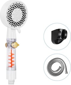 NETTLIFE Okrągły oszczędzający wodę prysznic ręczny z 5 strumieniami biały