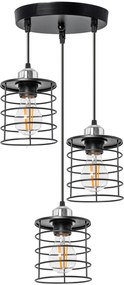 Lampa Sufitowa Wisząca Potrójna Metalowa Loft 392204 Czarna