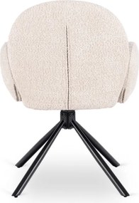 Krzesło Tapicerowane Obrotowe do Salonu MUSSO Beżowe Nowoczesne