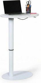 Owalny stół regulowany z zaokrąglonymi rogami, biały, 50 × 65 cm