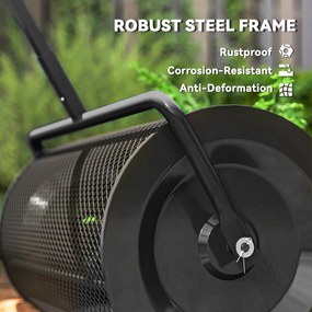 Rozsiewacz Kompostu Outsunny 75L 61x40 cm, Metalowy z T-Uchwytem, Siatkowy, Czarny