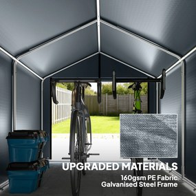 Outsunny Namiot Garażowy 2,2 x 1,6 m Wodoodporny Namiot na Narzędzia z Drzwiami na Zamek Stalową Ramą, UV-Odporny Ciemnoszary | Aosom PL