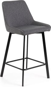 Zestaw 2 ciemnoszarych wysokich krzeseł "Fox" z tapicerką materiałową i podnóżkiem, 44x50 cm, 94 wys.