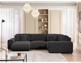 Ciemnoszary sztruksowy narożnik (prawostronny/w kształcie litery U) Justin – Ropez