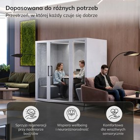 Budka akustyczna do biura INBOX 4-osobowa 2200 x 2200 x 1220 mm