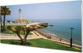 Panel Kuchenny Szklany Latarnia Morska na Skalistym Brzegu