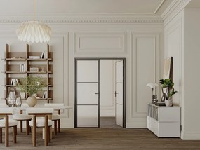 Drzwi kompletne 2-skrzydłowe dwustronne z aluminium i szkła hartowanego - 2 x wys. 204 x szer. 93 cm - Czarny - MASERU