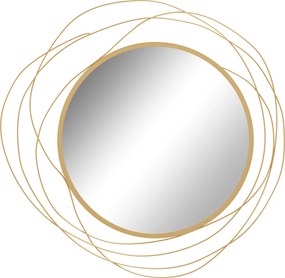HOMCOM Dekoracja ścienne, okrągłe lustro ściennie, Metalowa Rama, Φ65 cm, Kolor: Złoty