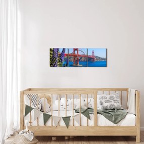 Obraz - Most Golden Gate, San Francisco (z zegarem) (90x30 cm)