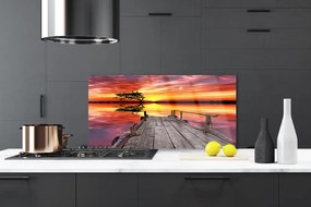 Panel Szklany Drewniane Molo Nad Jeziorem